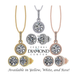 Central Diamond Center Round Halo Earring & Necklace Set w/ 6.5mm Simulated Birthstones in 925 Sterling Silver, Hypoallergenic