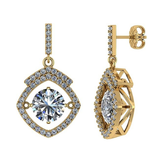 Square Halo Dancing Gemstone Matching Earrings & Necklace 925 Sterling Silver & Pure Brilliance Zirconia