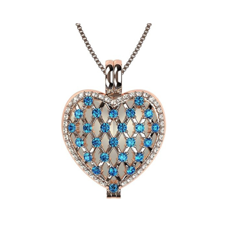 Central Diamond Center Heart of Hearts Birthstone Locket Necklace Pendant in Sterling Silver & Mother of Pearl