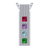 Central Diamond Center Princess Mothers Pendant Necklace w/ Pure Brilliance Zirconia Accent CZs Sterling Silver, 10K or 14K Gold
