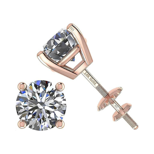 2 Carat Total Weight Moissanite Stud Earrings 14k Gold Post-Matching Solitaire Pendant in Sterling Silver