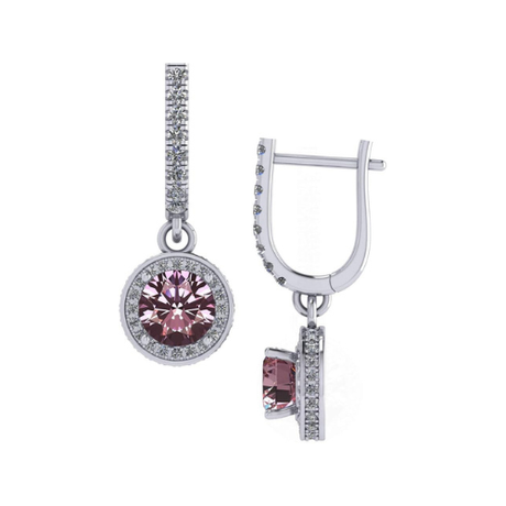 Halo Birthstone Dangle Earrings w/ Pure Brilliance Zirconia Accent Gemstones in Sterling Silver for Women