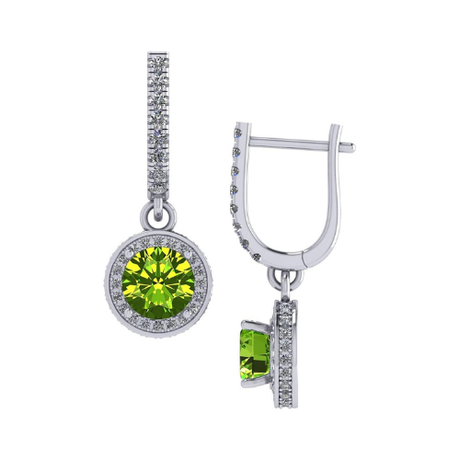 Halo Birthstone Dangle Earrings w/ Pure Brilliance Zirconia Accent Gemstones in Sterling Silver for Women