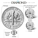 Central Diamond Center Oversized Earring Backs –4 Pairs 7mm & 8.2mm Universal Replacement Hypoallergenic