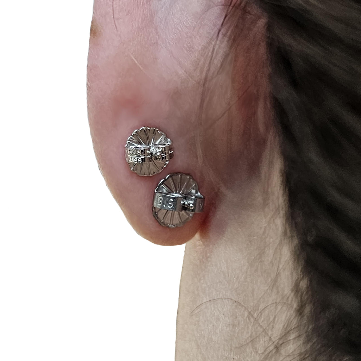 Central Diamond Center Oversized Earring Backs –4 Pairs 7mm & 8.2mm Universal Replacement Hypoallergenic