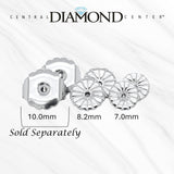 Central Diamond Center Oversized Earring Backs –4 Pairs 7mm & 8.2mm Universal Replacement Hypoallergenic