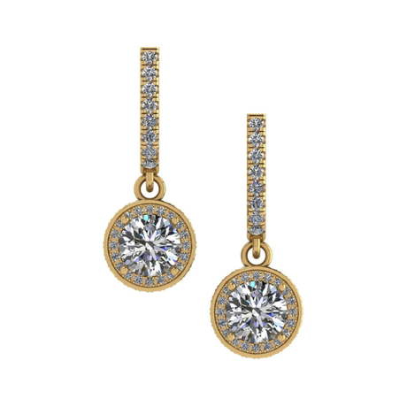 Halo Birthstone Dangle Earrings w/ Pure Brilliance Zirconia Accent Gemstones in Sterling Silver for Women
