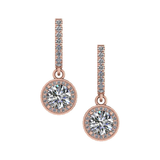 Halo Birthstone Dangle Earrings w/ Pure Brilliance Zirconia Accent Gemstones in Sterling Silver for Women