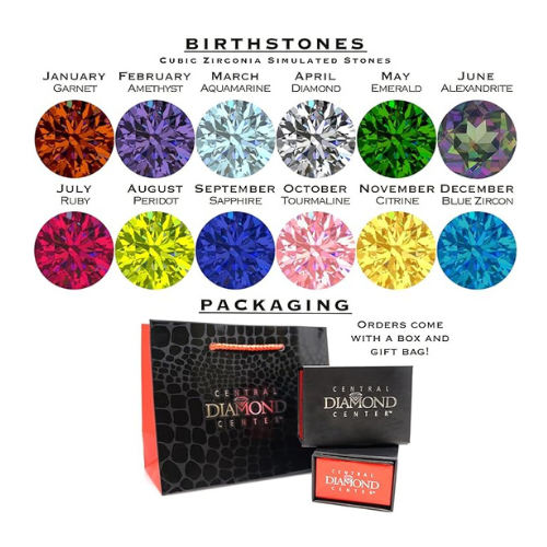 Mothers Tree of Life Birthstone Necklace w/ 1-13 Simulated Gemstones & CZ Bezel in Silver, 10K, 14K Gold