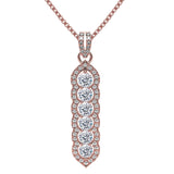 Central Diamond Center Elegant Vertical Tower Pendant Necklace with Sparkling Round Stones – Statement Jewelry for Women – Gift for Anniversary, Birthday, Valentine’s – Fashion Jewelry for Women