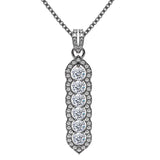 Central Diamond Center Elegant Vertical Tower Pendant Necklace with Sparkling Round Stones – Statement Jewelry for Women – Gift for Anniversary, Birthday, Valentine’s – Fashion Jewelry for Women