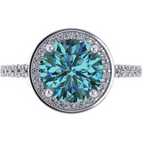 Simulated aquamarine engagement ring, sterling silver