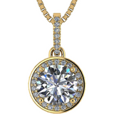 Sterling Silver Double Halo Pendant with 1 carat center.