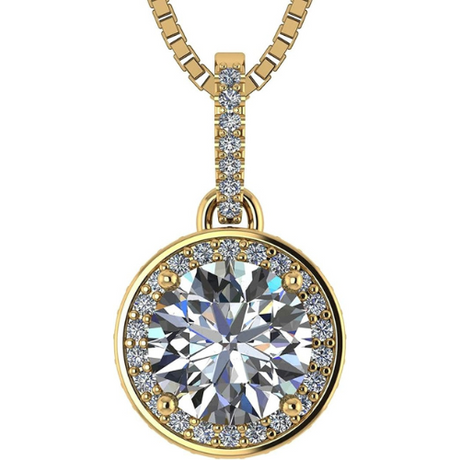 Sterling Silver Double Halo Pendant with 1 carat center.