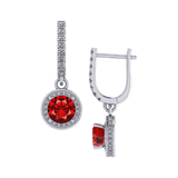 Halo Birthstone Dangle Earrings w/ Pure Brilliance Zirconia Accent Gemstones in Sterling Silver for Women