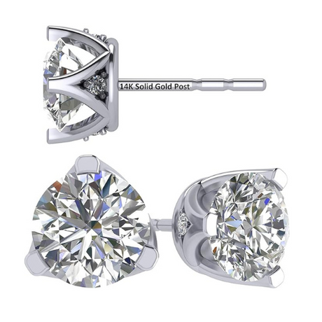 Lucita Simulated Diamond Stud Earrings with 3 prongs.