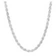 Sterling Silver Diamond Cut Rope Chain, white gold plated.