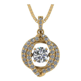 Central Diamond Center Swirl Dancing Gemstone Necklace for Women in Solid 925 Sterling Silver w/Pure Brilliance Zirconia CZ