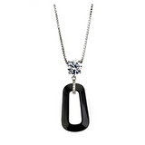 Central Diamond Center Black Ceramic & Pure Brilliance Zirconia CZ Earrings and Necklace