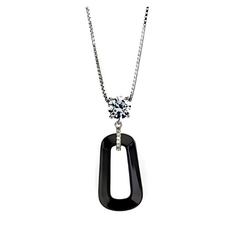 Central Diamond Center Black Ceramic & Pure Brilliance Zirconia CZ Earrings and Necklace