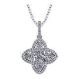 Central Diamond Center 4 Points Dancing Gemstone Pendant Necklace in Sterling Silver & Pure Brilliance Zirconia CZ