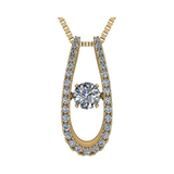 Central Diamond Center “U” Shape Dancing Gemstone Necklace for Women in 925 Sterling Silver w/Pure Brilliance Zirconia
