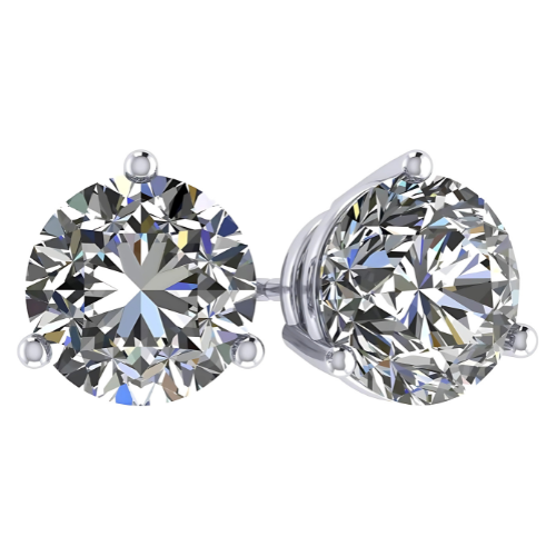 NANA Jewels Round Martini style Simulated Diamond Stud Earrings Silver & CZ 1.50ct-4.00ct Hypoallergenic