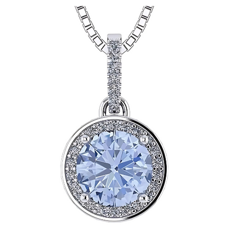 "Simulated aquamarine halo earrings and necklace set.