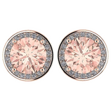 Simulated Morganite Pure Brilliance Zirconia Round Halo Stud Earrings in Solid Sterling Silver, Hypoallergenic