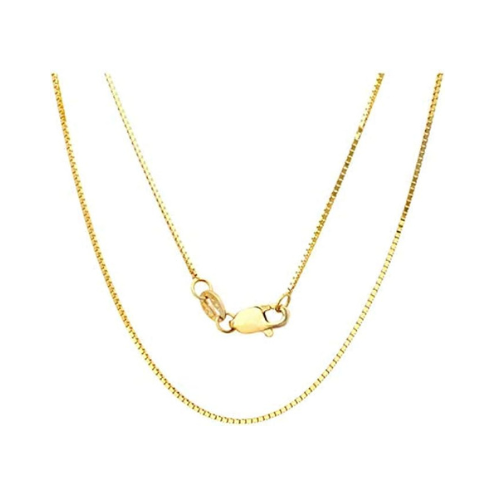 Central Diamond Center Sterling Silver Box Chain, Made in Italy, White, Yellow, or Rose Gold Plated