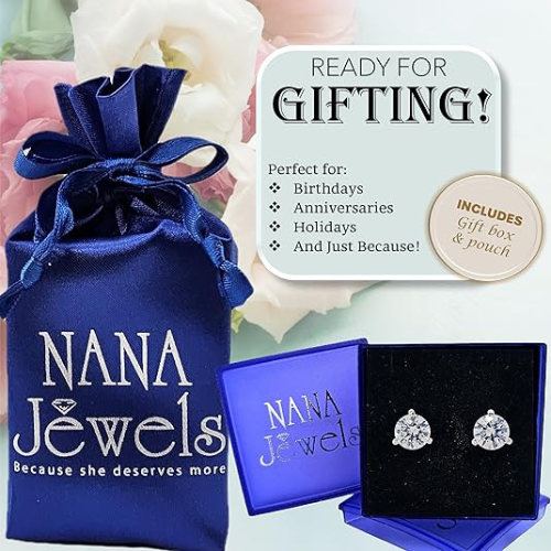 NANA Jewels Round Martini style Simulated Diamond Stud Earrings Silver & CZ 1.50ct-4.00ct Hypoallergenic
