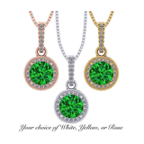 Central Diamond Center Customized & Personalized Birthstone Solitaire Necklace with simulated diamond Halo-925 Sterling Silver