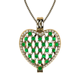 Central Diamond Center Heart of Hearts Birthstone Locket Necklace Pendant in Sterling Silver & Mother of Pearl