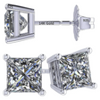 1.50ctw Princess Cut CZ Stud Earrings with 14K Gold Posts.