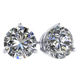 NANA Jewels Round Martini style Simulated Diamond Stud Earrings Silver & CZ 1.50ct-4.00ct Hypoallergenic