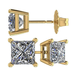NANA Jewels Princess Cut Simulated Diamond Stud Earrings Silver & CZ 1.50ct - 4.00ct Hypoallergenic