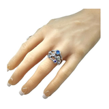 Central Diamond Center Bubble Mother's Ring with 1 to 7 Simulated Birthstones in Sterling Silver