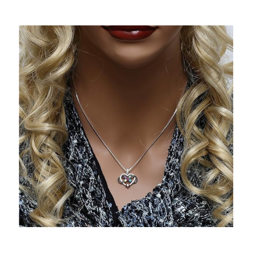 Central Diamond Center Infinity Love Mother & Child Necklace w/ 1-5 Simulated Birthstones in Silver, 10K, or 14K Gold (B)