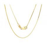 Central Diamond Center Italian box chain, yellow gold.