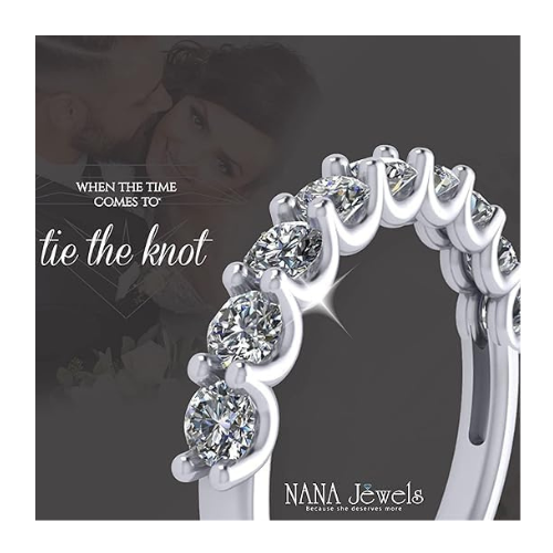 NANA Jewels 1.00ct Simulated Diamond Wedding Rings Anniversary Band, Wedding Sets for Women in Silver, 10K or 14K