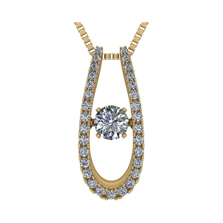 Central Diamond Center “U” Shape Dancing Gemstone Necklace for Women in 925 Sterling Silver w/Pure Brilliance Zirconia