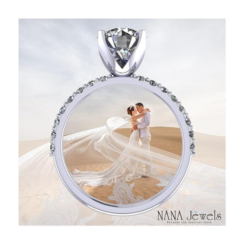 NANA Jewels 1.00ct to 4.00ct Simulated Diamond Engagement Ring Round Solitaire Sterling Silver 10k-14k