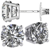 Simulated Diamond Stud Earrings Round Sterling Silver Hypoallergenic 0.30-8.00cttw