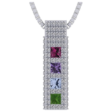 Princess Mothers Pendant Necklace, sterling silver.