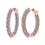 Central Diamond Center Zsa Zsa Oval or Round Hoop Earrings Solid 925 Sterling Silver w/Pure Brilliance Zirconia, Simulated Diamond Hoops