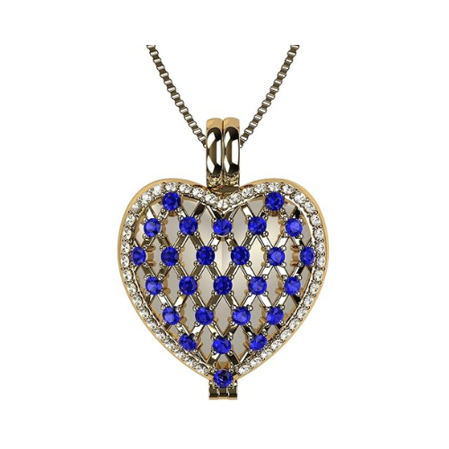 Central Diamond Center Heart of Hearts Birthstone Locket Necklace Pendant in Sterling Silver & Mother of Pearl