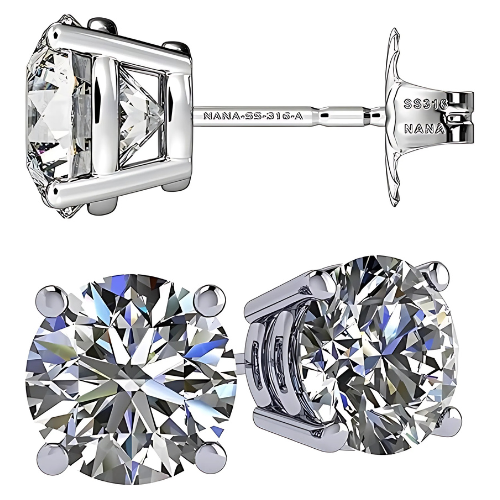 Round simulated diamond stud earrings