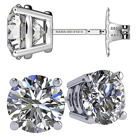 Round simulated diamond stud earrings
