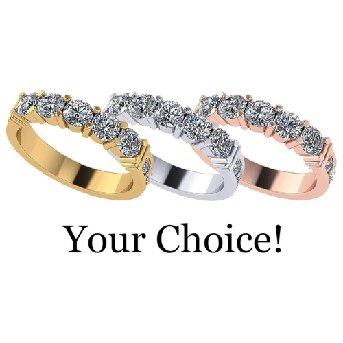NANA Jewels Simulated Diamond Anniversary ring/wedding band-Shared Prong 5 Stone-1carat twt- Sterling Silver/10K/14k