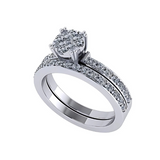 Lab Created CVD Diamond Cluster Center Wedding Bridal Set 10kt Gold